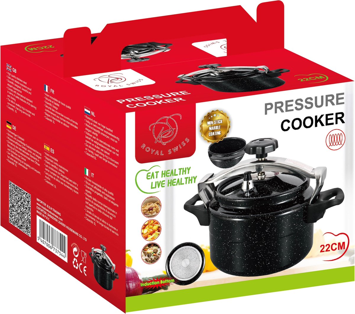 Royal Swiss® Autocuiseur en Aluminium Noir – 5L, 7L, 11L ou 15L – Cocotte-Minute – Induction & Tous Feux – Image 5