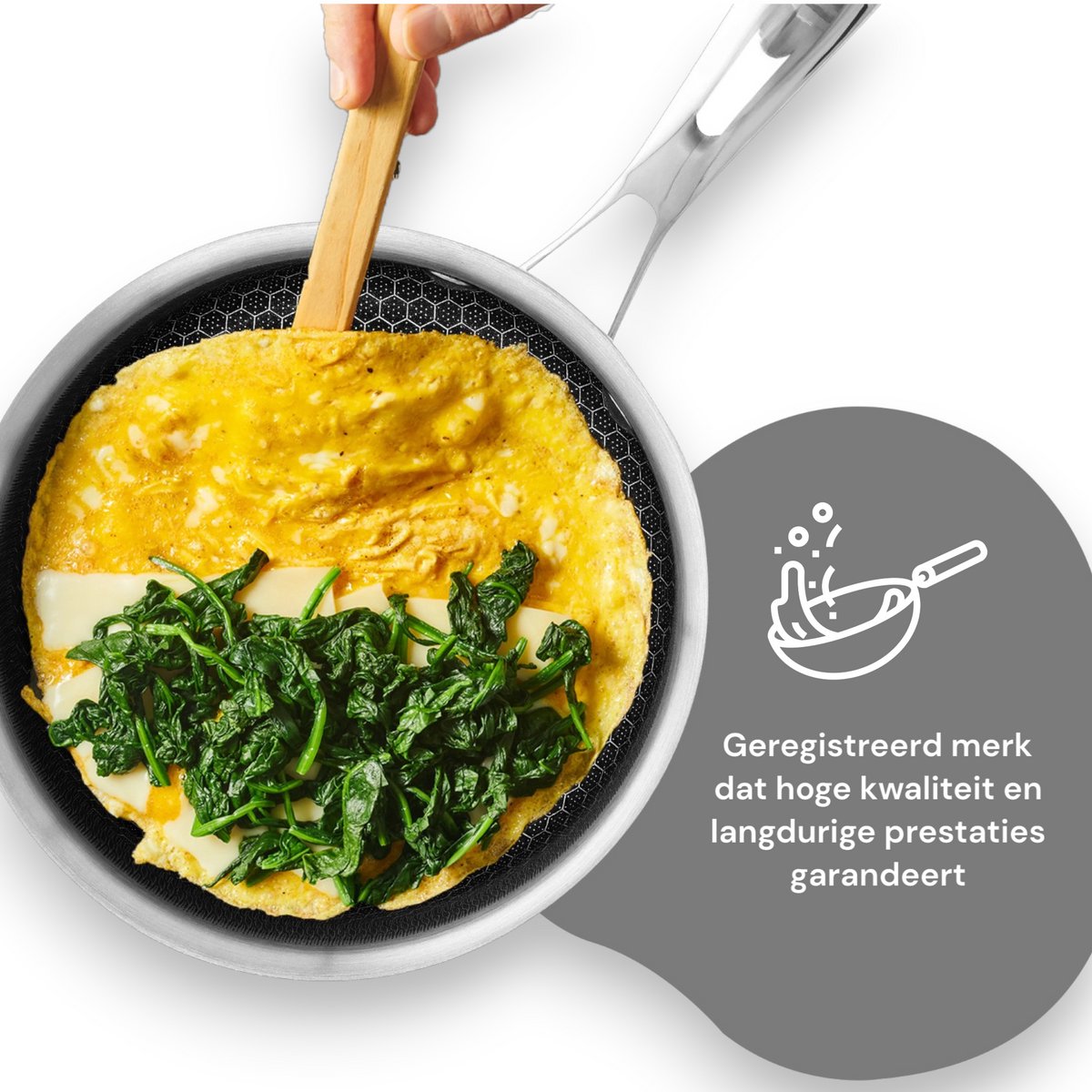 Royal Swiss® Batterie de Cuisine 10 Pièces – Set de Casseroles et Poêles à Induction – Inox Nid d’Abeille – Antiadhésif – Poignées Froides – Image 9