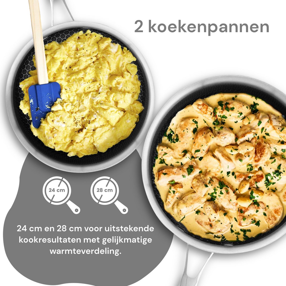Royal Swiss® Batterie de Cuisine 10 Pièces – Set de Casseroles et Poêles à Induction – Inox Nid d’Abeille – Antiadhésif – Poignées Froides – Image 11