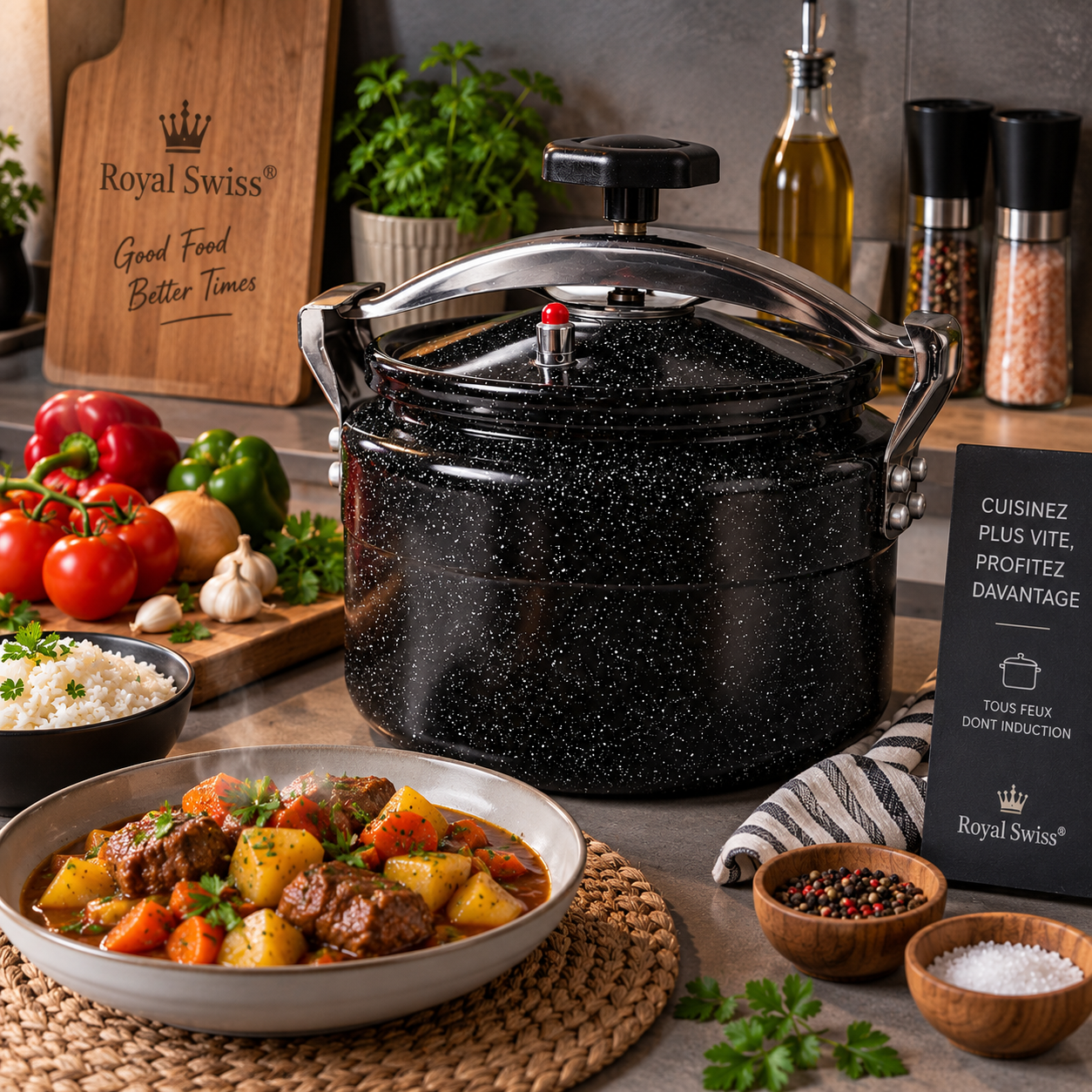 Royal Swiss® Autocuiseur en Aluminium Noir – 5L, 7L, 11L ou 15L – Cocotte-Minute – Induction & Tous Feux – Image 12