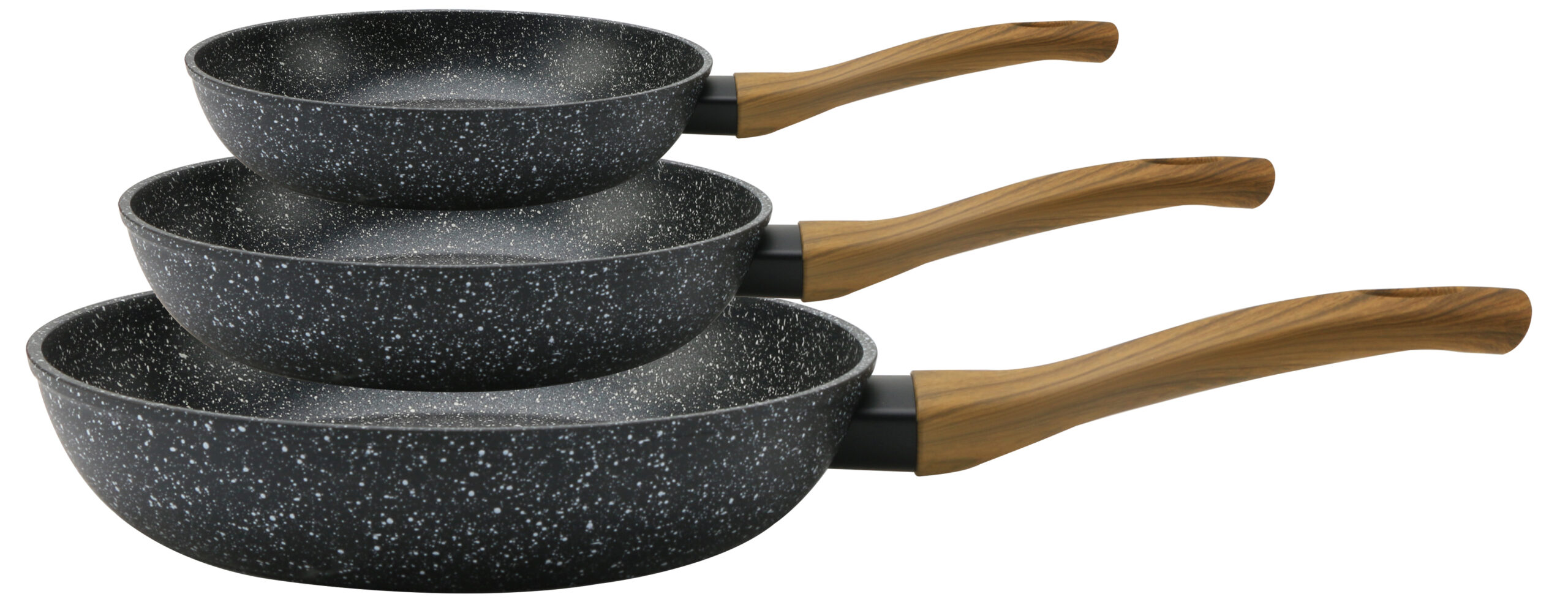 Royal Swiss® – Set de 3 poêles Ø20, 24 & 28 cm – Tous feux dont induction – Sans PFAS – Beige & Noir – Image 3