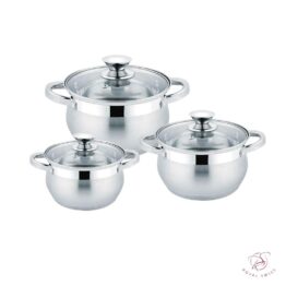 Royal Swiss® Batterie de Cuisine 6 Pièces – Casseroles à Induction en Inox avec Couvercles en Verre – Ø 18, 20 et 24 cm