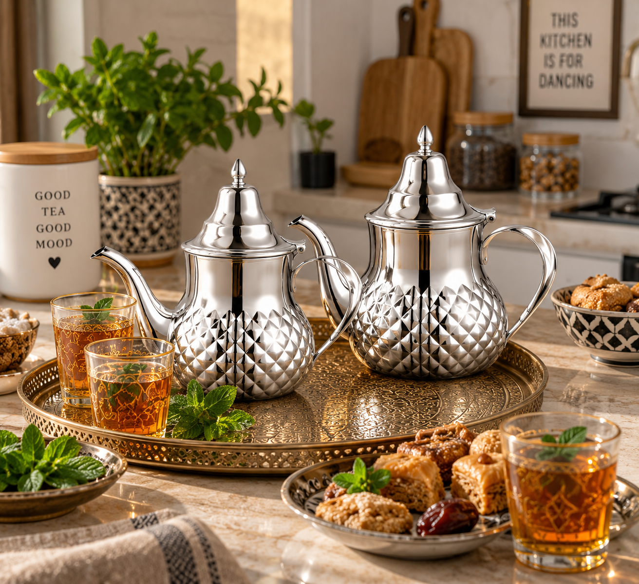 Royal Swiss® Set de 2 Théières en Inox – 1,2L + 2L – Motif Diamant 3D – Tous Feux dont Induction – Image 5