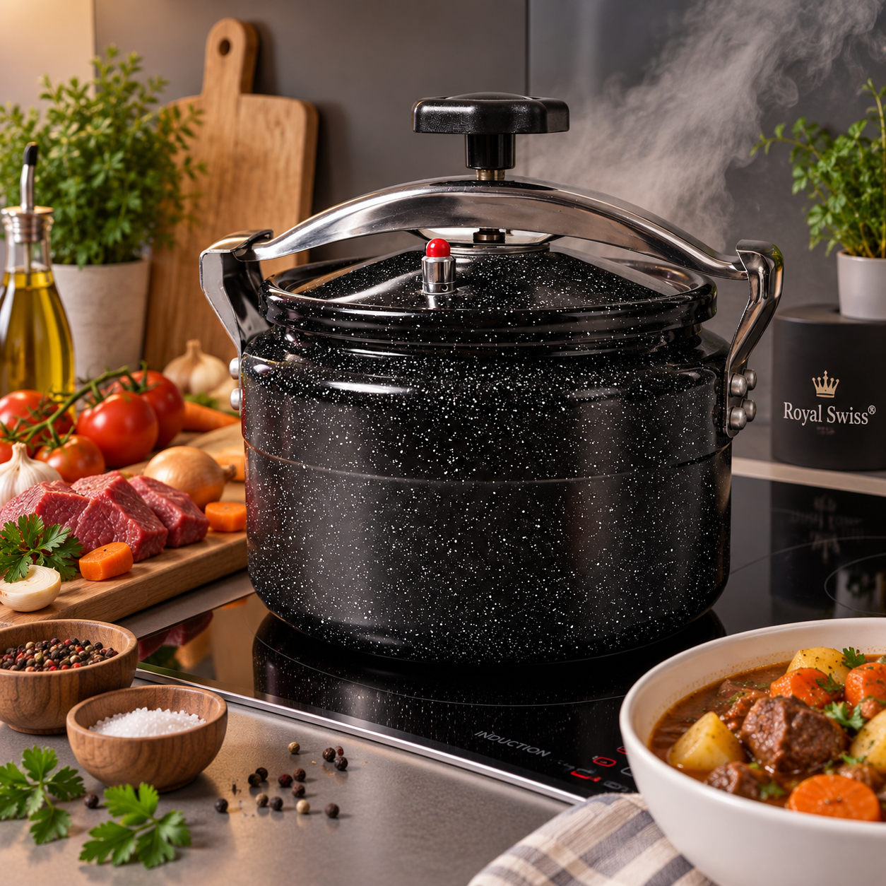Royal Swiss® Autocuiseur en Aluminium Noir – 5L, 7L, 11L ou 15L – Cocotte-Minute – Induction & Tous Feux – Image 14