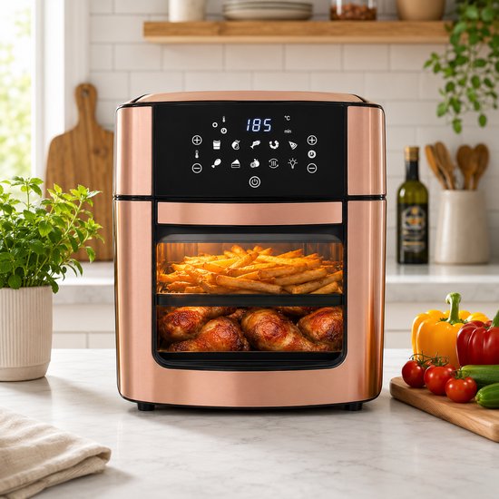 Airfryer Oven 16L Royal Swiss cuivre - sur plan de travail