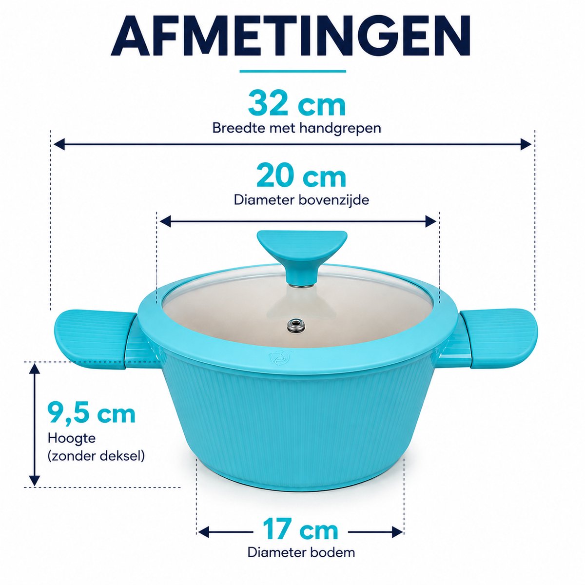 Casserole en aluminium antiadhésive bleue avec couvercle en verre Royal Swiss – photo 2