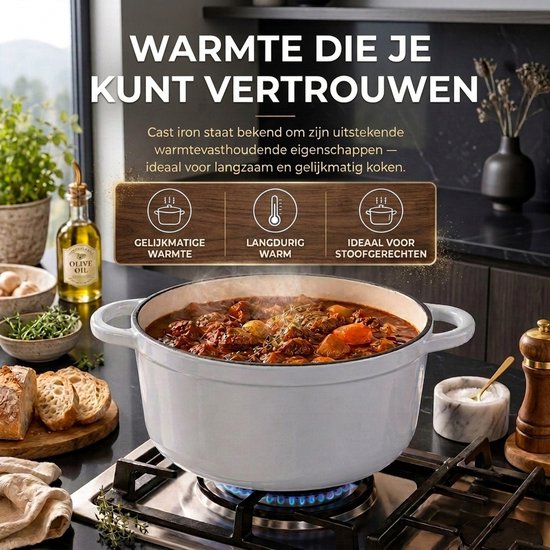 Casserole en fonte émaillée Royal Swiss Crème 4