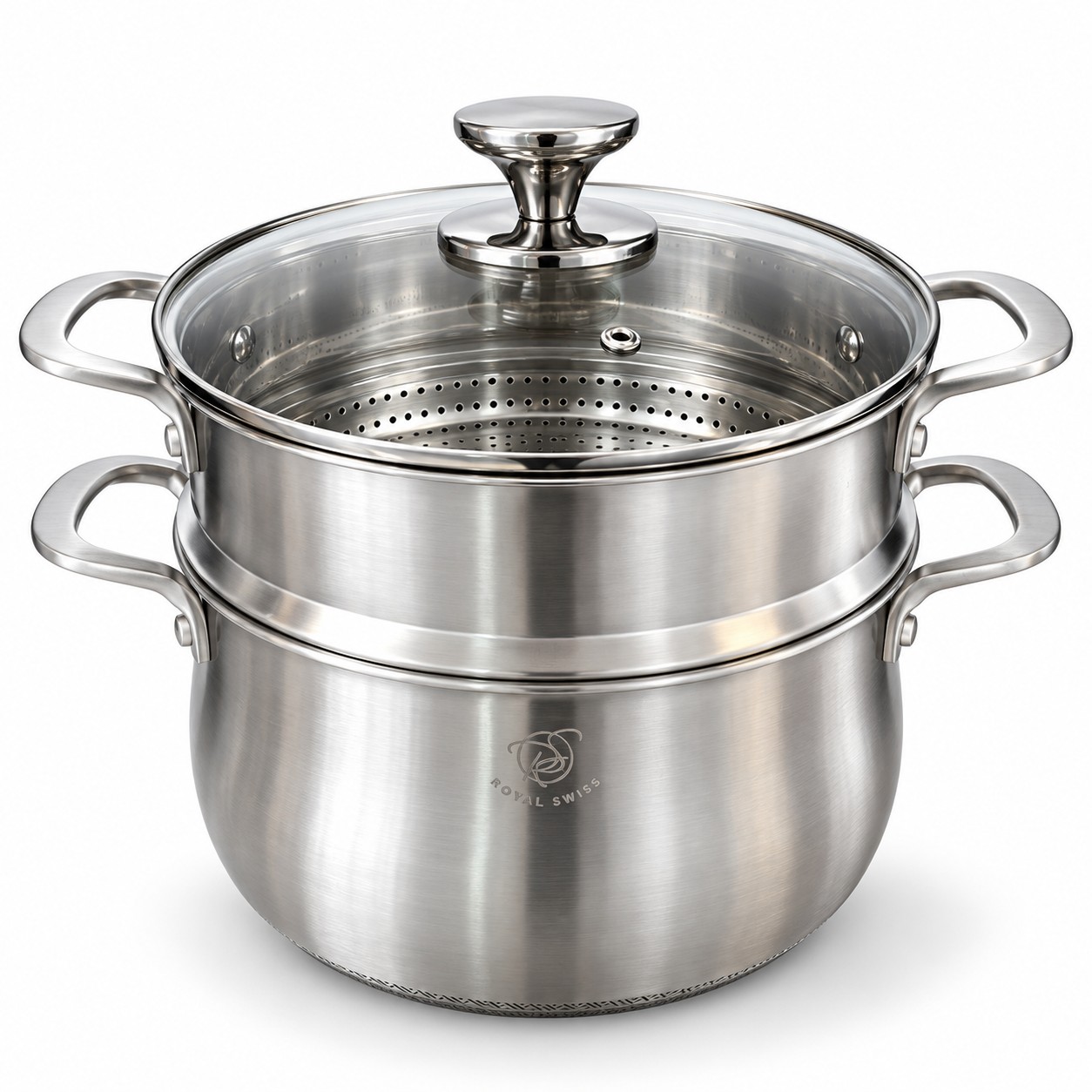 Couscoussier inox triply Royal Swiss® 8L Ø24 cm, vue principale fond blanc