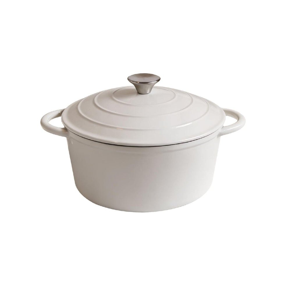 Casserole en fonte émaillée crème avec couvercle