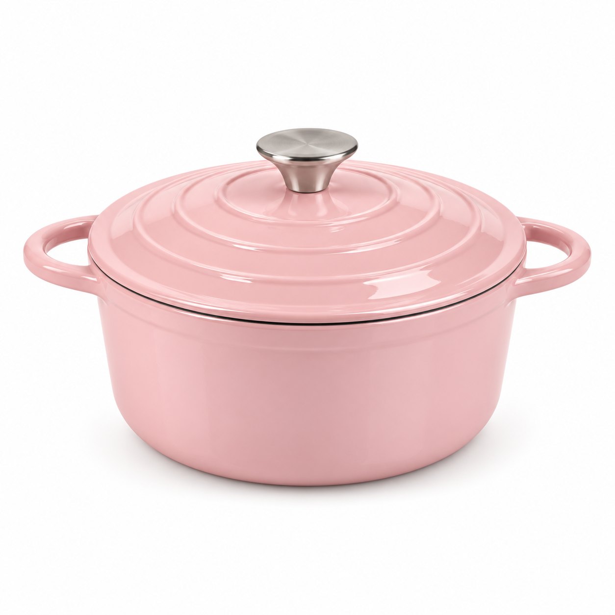 Casserole en fonte émaillée rose avec couvercle