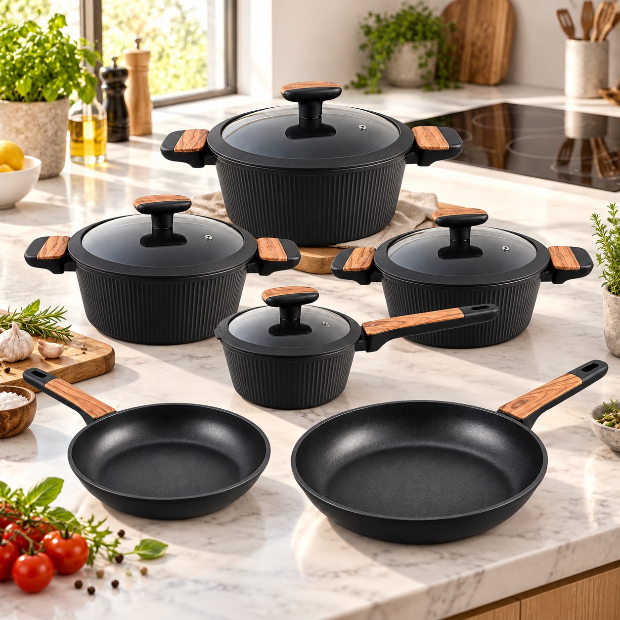 Batterie de cuisine noire Royal Swiss en cuisine