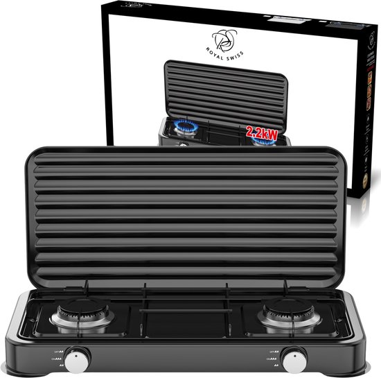 Réchaud à gaz 2 feux Royal Swiss noir 4,4 kW – photo 1