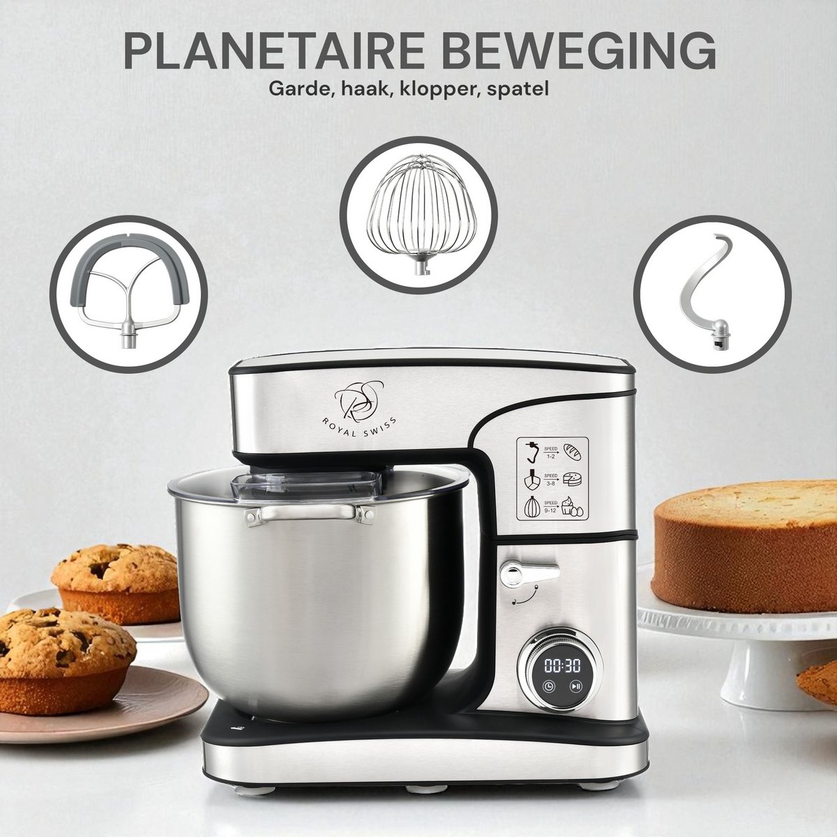 Robot pâtissier Royal Swiss 16L couvercle anti-éclaboussures