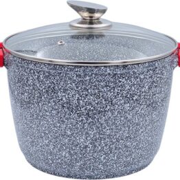 Royal Swiss® Marmite Profonde en Pierre Gris Moucheté – 24cm, 28cm ou 32cm – Revêtement Antiadhésif Induction