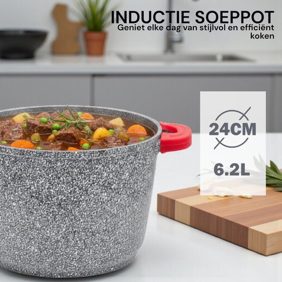 Royal Swiss® Marmite Profonde en Pierre Gris Moucheté – 24cm, 28cm ou 32cm – Revêtement Antiadhésif Induction – Image 7