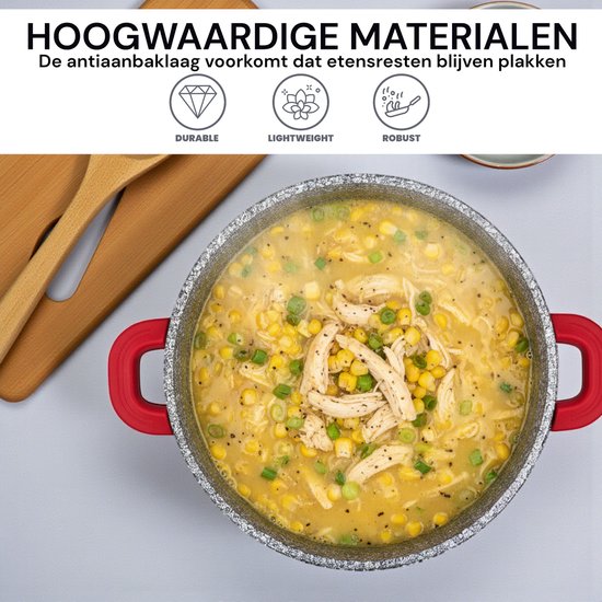 Royal Swiss® Marmite Profonde en Pierre Gris Moucheté – 24cm, 28cm ou 32cm – Revêtement Antiadhésif Induction – Image 4