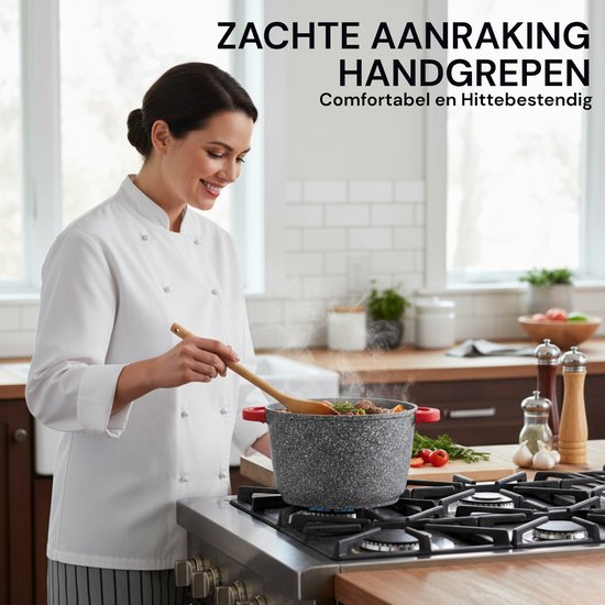 Royal Swiss® Marmite Profonde en Pierre Gris Moucheté – 24cm, 28cm ou 32cm – Revêtement Antiadhésif Induction – Image 12