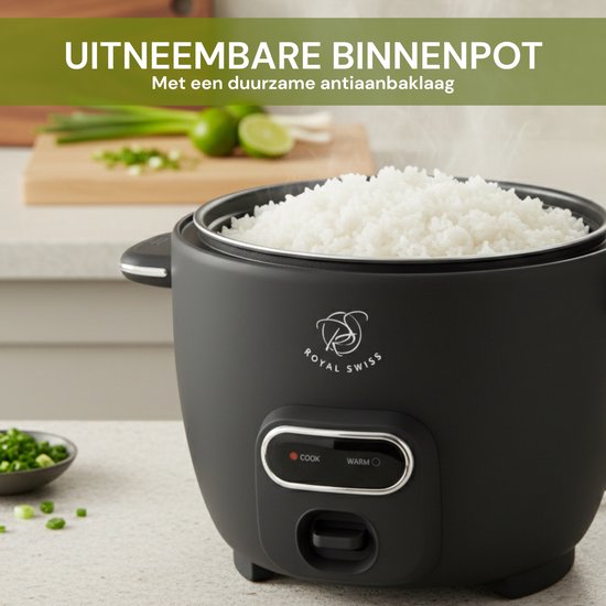 Royal Swiss® Cuiseur à Riz 1.8L ou 2.8L – Couvercle en Verre & Maintien au Chaud – Noir ou Blanc – Image 5