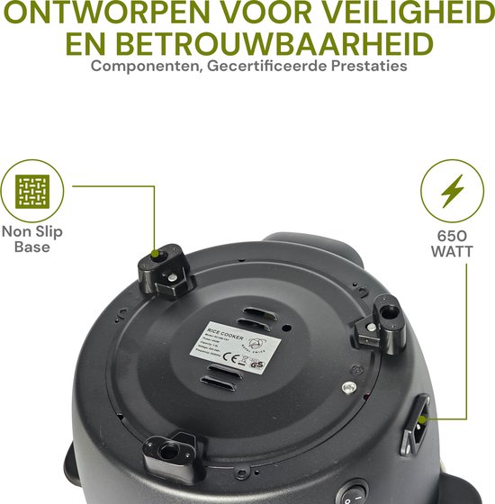 Royal Swiss® Cuiseur à Riz 1.8L ou 2.8L – Couvercle en Verre & Maintien au Chaud – Noir ou Blanc – Image 7
