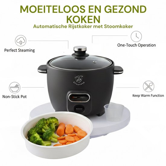 Royal Swiss® Cuiseur à Riz 1.8L ou 2.8L – Couvercle en Verre & Maintien au Chaud – Noir ou Blanc – Image 8