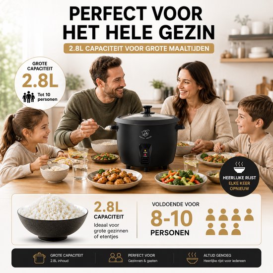 Royal Swiss® Cuiseur à Riz 1.8L ou 2.8L – Couvercle en Verre & Maintien au Chaud – Noir ou Blanc – Image 14