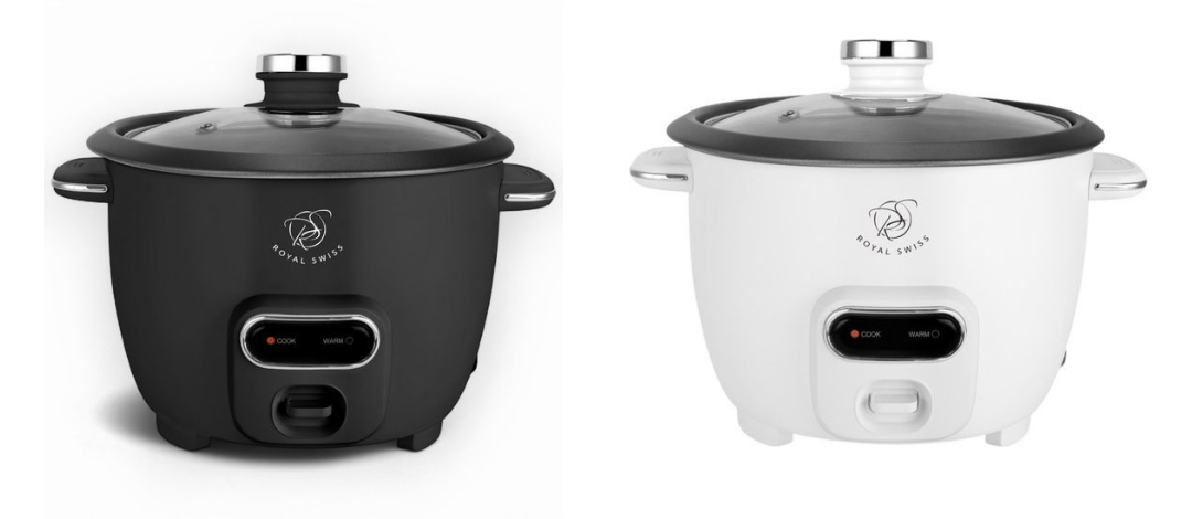 Royal Swiss® Cuiseur à Riz 1.8L ou 2.8L – Couvercle en Verre & Maintien au Chaud – Noir ou Blanc