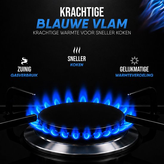 Royal Swiss® Cuisinière à Gaz 3 Feux – Appareil de Cuisson Camping avec Couvercle – Propane & Butane – Noir – Image 4