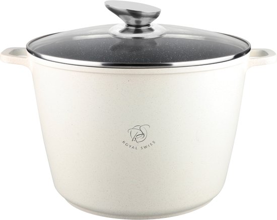 Royal Swiss® Faitout – Couvercle en Verre – Beige ou Gris – 24cm ou 28cm – Image 2