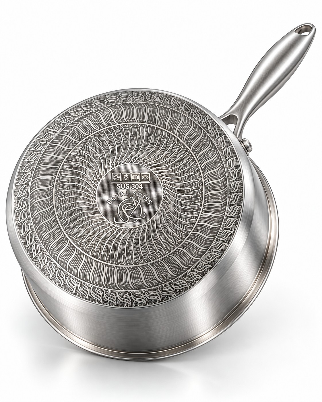 Fond gravé SUS 304 de la casserole inox triply Royal Swiss® 18 cm
